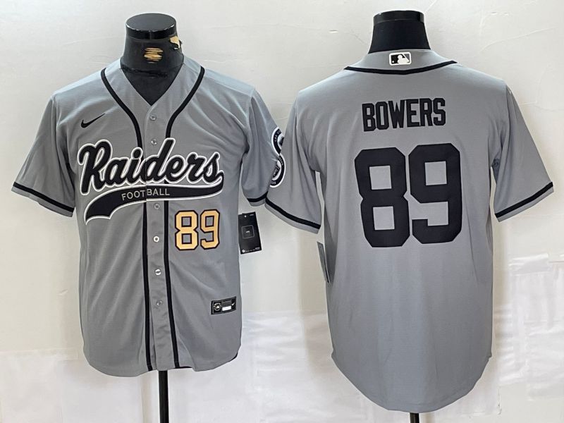 Men Oakland Raiders #89 Bowers Grey Joint Name 2024 Nike Limited NFL Jersey style 2